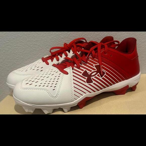 Under Armour Leadoff Low RM Red and White Baseball Cleats Men's Size 11 - Picture 1 of 6